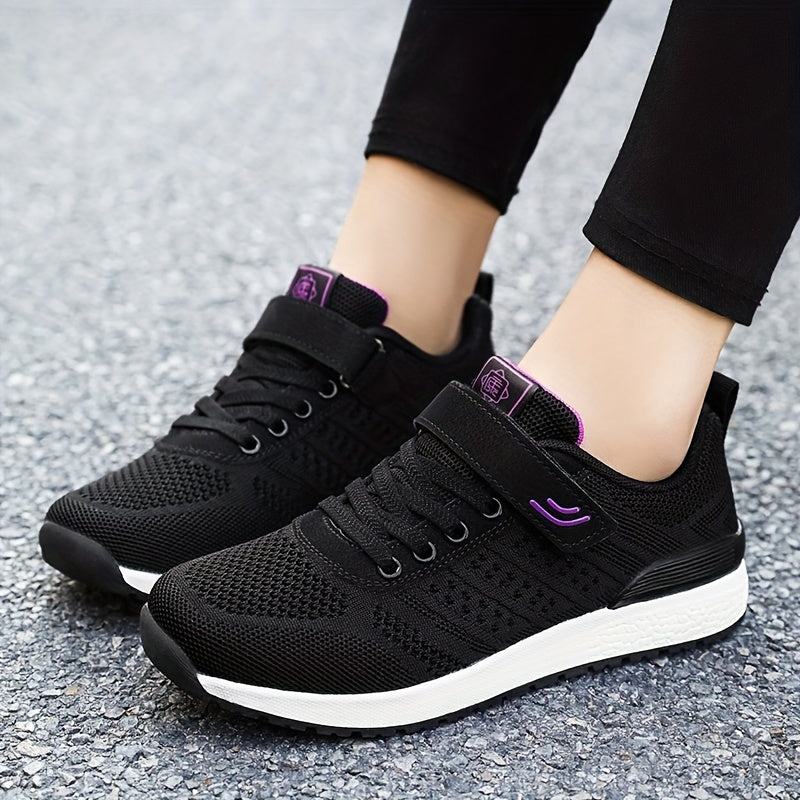 Women's Breathable Mesh Running Shoes - Lightweight, Non-Slip Sole for Casual & Walking, Fashionable Solid Color, Soft Bottom, New Model