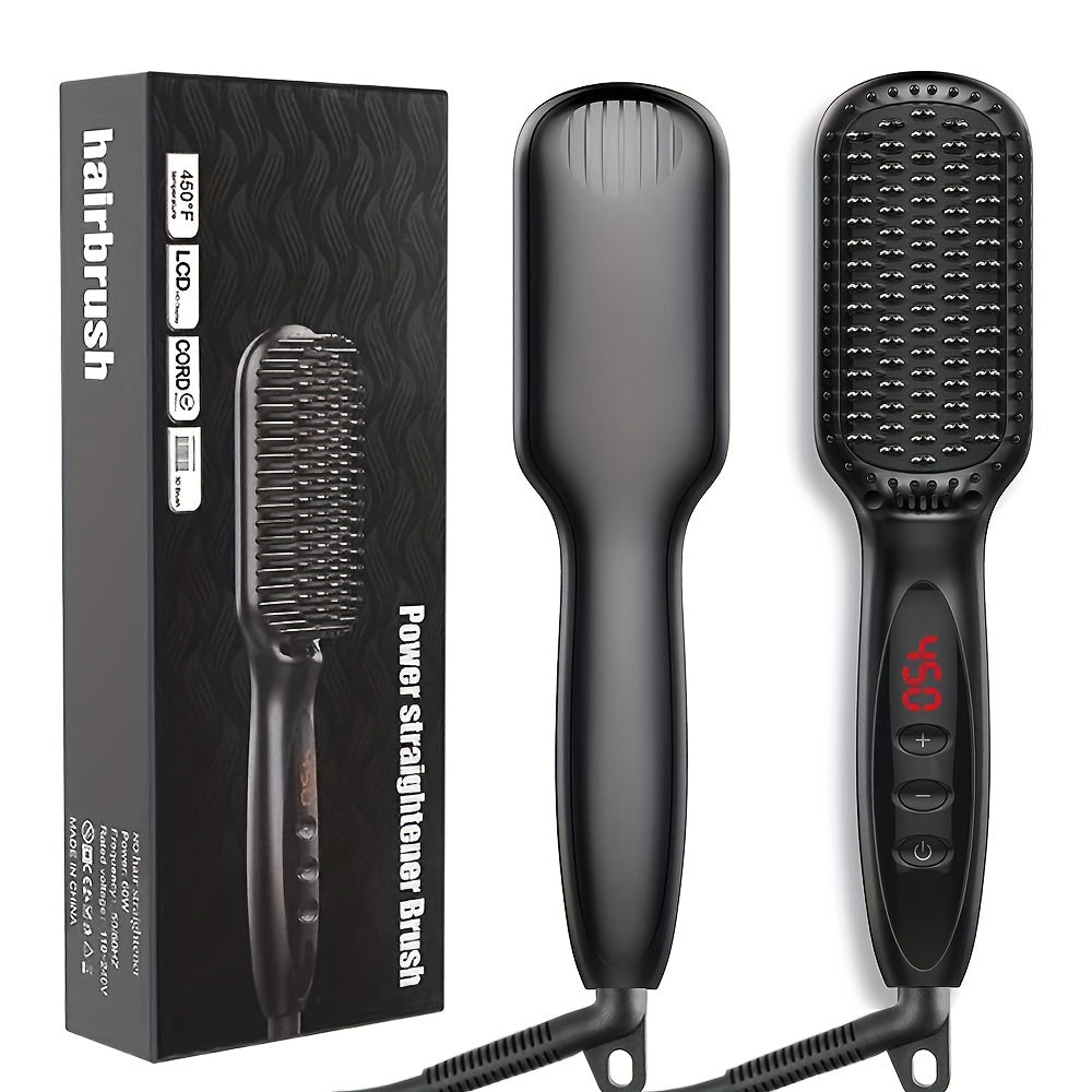 Professional Ceramic Ionic Hair Straightener Brush - Fast Heating, Anti-Scald, Detangling, Heat Resistant, Salon-Quality Styling for Home Use - Perfect for Hair Care and Styling
