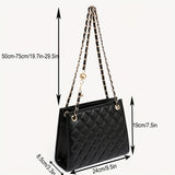 Luxury Quilted Faux Leather Tote Bag For Women With Adjustable Chain Strap, Classic Crossbody Handbag For Daily Outfits