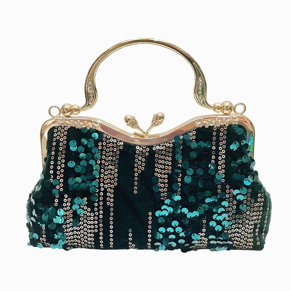 Luxurious Sequins Velvet Evening Clutch Bag - Women's Elegant Handbags for Banquet Wedding Party - Glitter Top Ring, Velvet Fabric, Small Size, Stylish Accessory for Formal Occasions