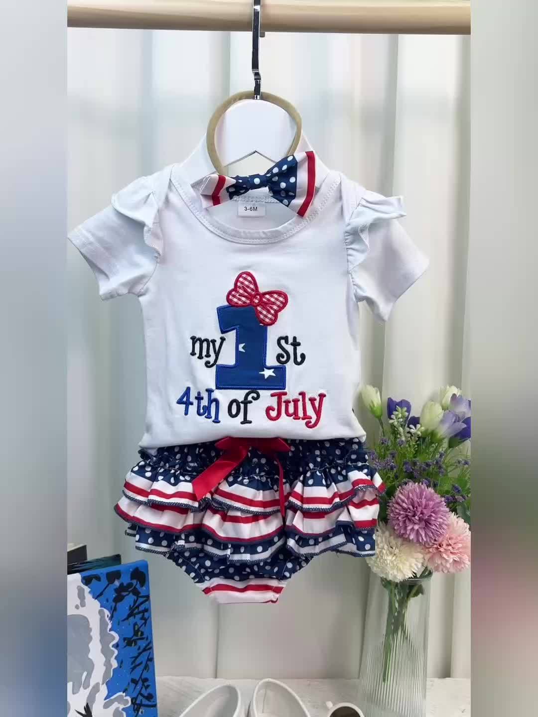 MinKidFashion Baby Girl Romper 4th of July Independence Day Infant Jumpsuit Shorts Outfit Pants Clothing Sets