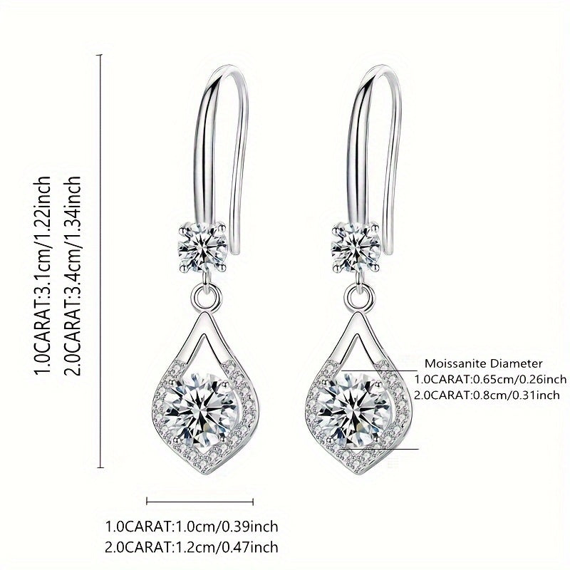 Luxurious Teardrop Moissanite Earrings - 925 Sterling Silver, Classic Sparkle, Hypoallergenic, Nickel-Free, Durable, Timeless Design, Perfect for Engagement, Wedding, Anniversary, Birthday Gift, Elegant Accessory for Any Occa