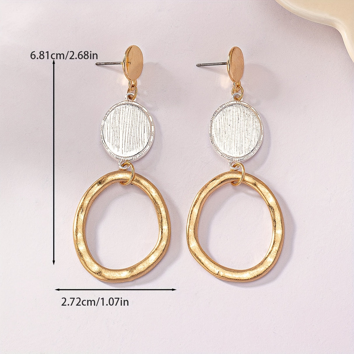 Hollow Circle Pendant Elegant Dangle Earrings Zinc Alloy Silver Plated Jewelry Exquisite Female Gift
