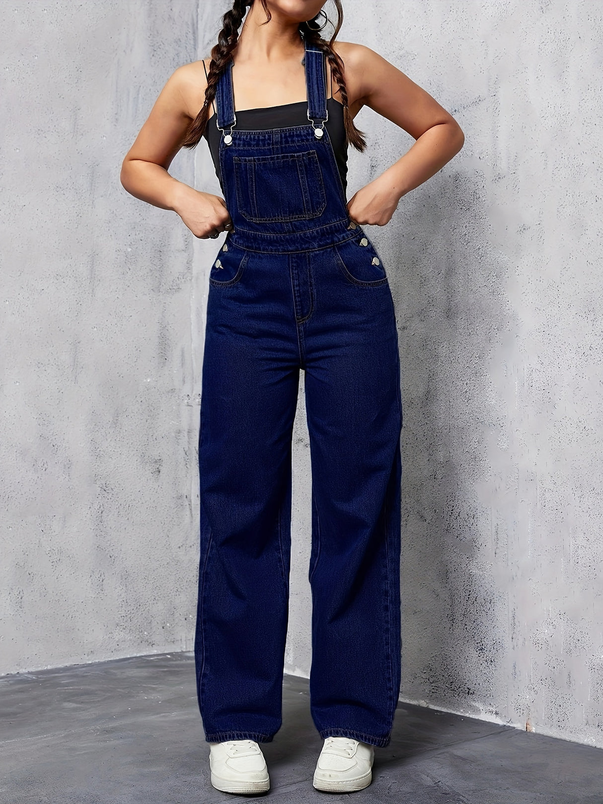 Womens Overalls Denim Straight Plain Washed Blue Jeans Overall Loose Fit Jean Jumpsuits Adjustable Straps