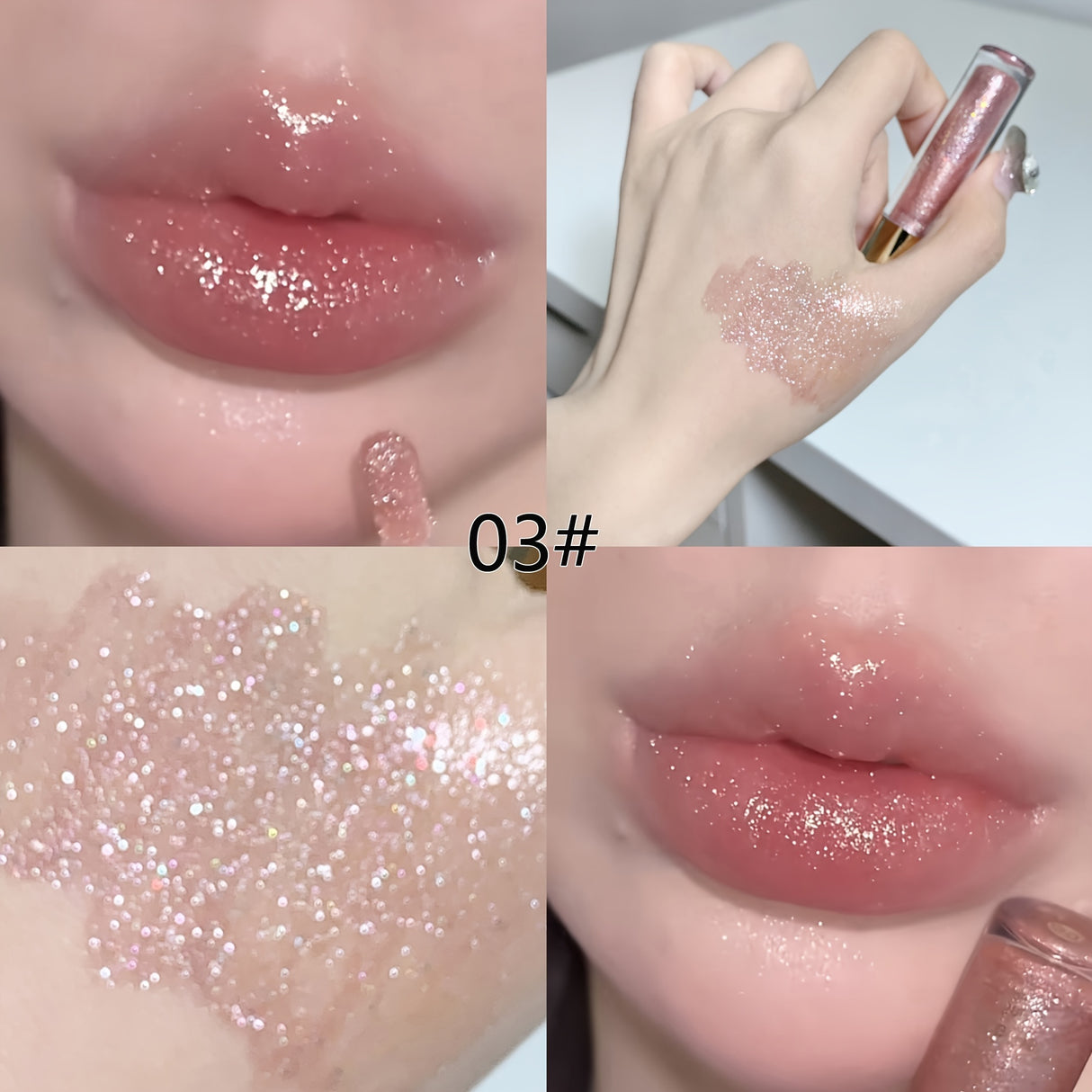 Small Ice Hydrating Plumping Sparkling Lip Honey Lip Glaze Moisturizing Nourishing Water Light Mirror Dewy Lip Golden Fine Flash Pearlescent Galaxy Lip Gloss Tinted Lip Balm Valentine's Day Gifts