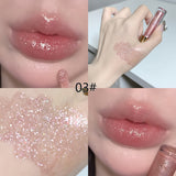 Small Ice Hydrating Plumping Sparkling Lip Honey Lip Glaze Moisturizing Nourishing Water Light Mirror Dewy Lip Golden Fine Flash Pearlescent Galaxy Lip Gloss Tinted Lip Balm Valentine's Day Gifts