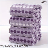 4-Pack Space-Themed Bath Towel Set, Quick-Dry Absorbent Towels, 27.6x55 inches, 300gsm, for Pool Party, School, Camping, Modern Geometric Pattern, Rectangular, High Absorbency, Knitted Fabric, Home Bathroom Essentials