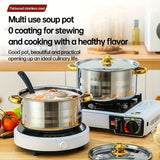 10-Pieces Stainless Steel Cookware Set - Kitchen & Dining Essential For Induction Cooking, Stockpot, Ricotta Pot, Double Handle With Pot Lid, Suitable For Soup, Hotpot, Pasta, Seafood Soup, Rice Cooker