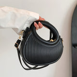 Chic Black Embossed Stripe Crossbody Bag for Women - Elegant Synthetic Leather Handbag with Golden-Tone Hardware, Versatile Shoulder Purse for Everyday Use, Versatile Shoulder Bag | Chic Stripe Design | Luxury Look Purse