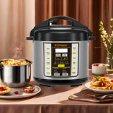 Electric Pressure Cooker 6 Qt, 9-in-1 Instant Multi Cooker With Safer Venting Design, Rice Cooker, Slow Cooker, Sous Vide, Saute Pot, Stainless Steel 304 Liner