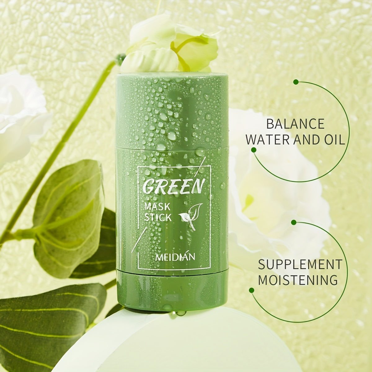 2-Pack/4-Pack Green Tea Mask Stick, Hypoallergenic Unisex Adult Facial Moisturizer, Oil Control, Natural Skin Firming, Suitable for All Skin Types, Clean Effect, Pure Green Tea Ingredients, Ideal Gift for Her