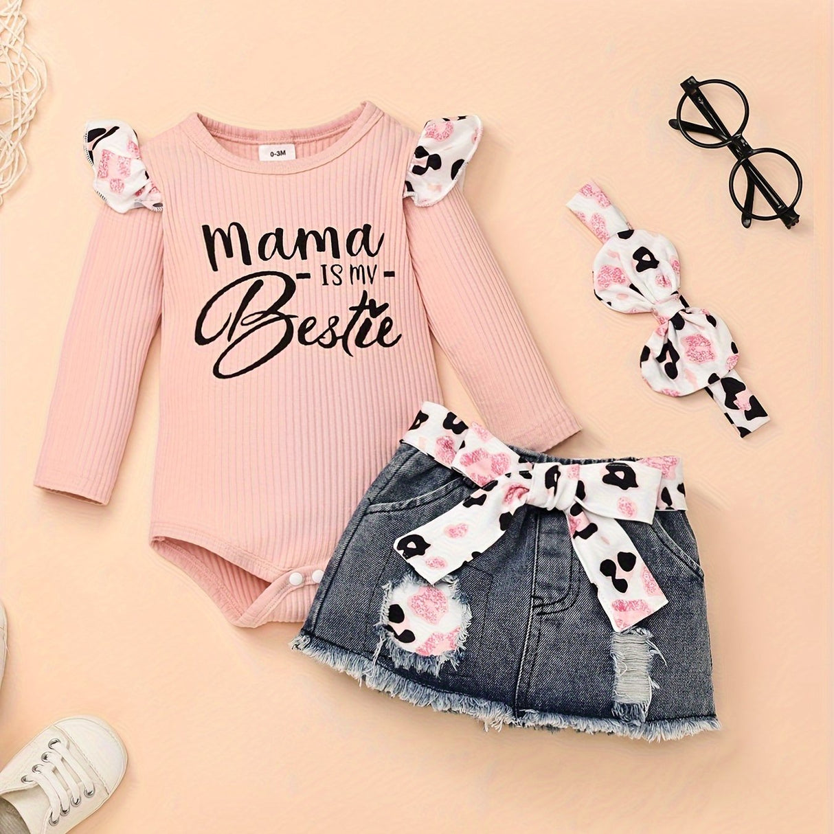 Baby Girl Clothes Newborn long Sleeve Ruffle Romper Short Jeans Pants Leporad Infant Outfits 3pcs 0-18 Months