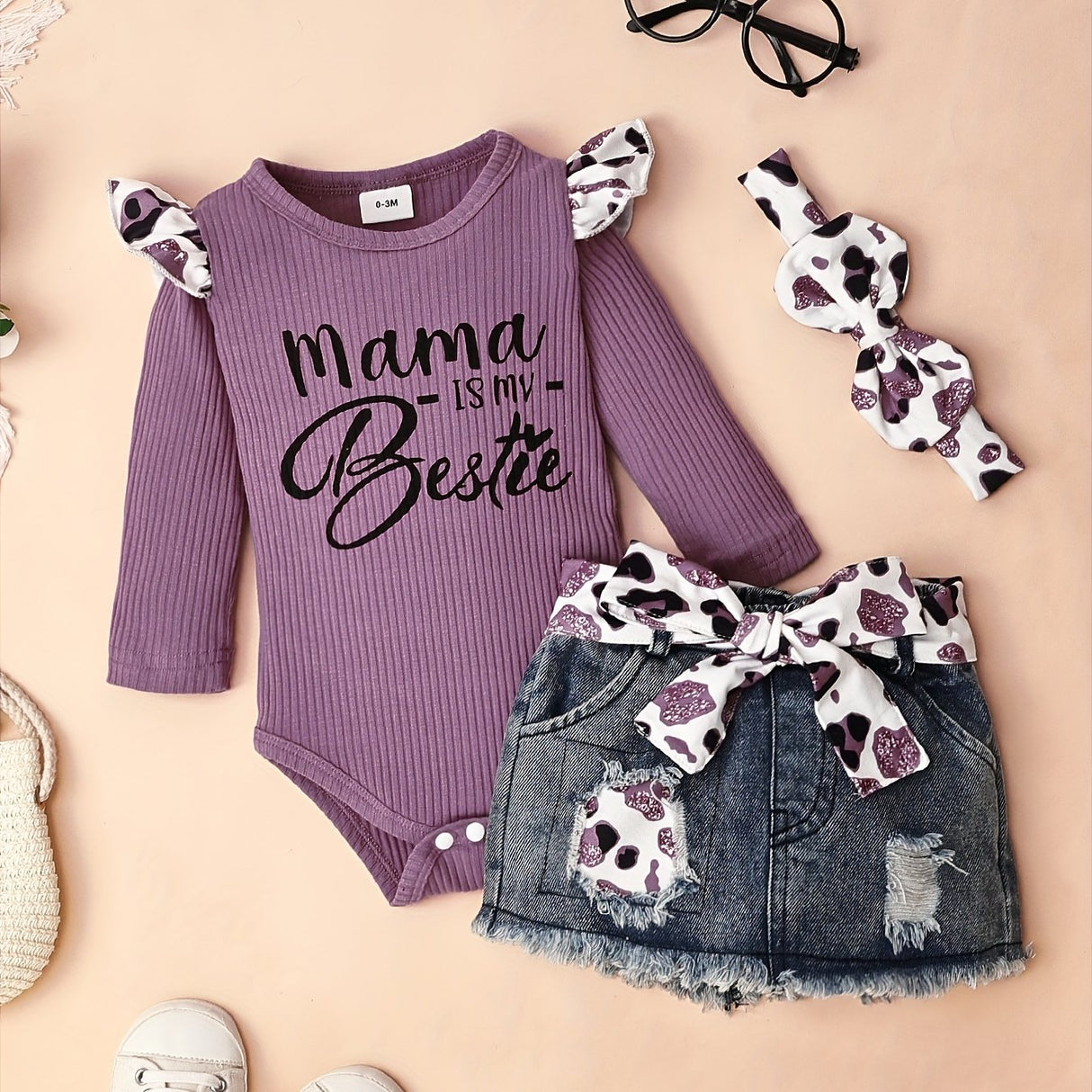 Baby Girl Clothes Newborn long Sleeve Ruffle Romper Short Jeans Pants Leporad Infant Outfits 3pcs 0-18 Months