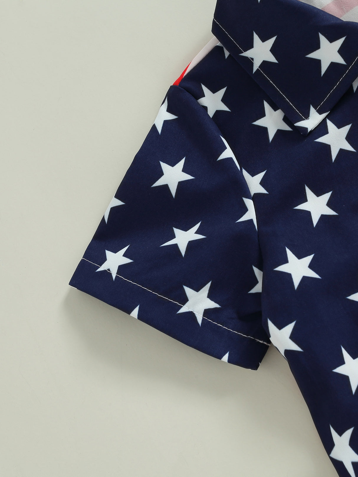 Toddler Boys Summer Short Sleeve Outfits 2pcs 4th of July Red Clothes, Stars and Stripes Print Shirt + Shorts Set for Casual Streetwear, for Outdoor