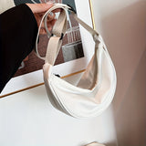 Casual Minimalist Solid Color Crossbody Bag, Zipper Crescent Shoulder Bag For Women, Daily Use Bag