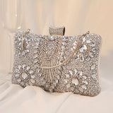 Vintage Glamour Ladies' Cocktail Clutch Bag - Sparkling Rhinestones, PU Leather, Optional Chain Shoulder Strap, Stylish Party Prom Handbag with Classic Design and Timeless Elegance