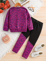 Girl's Camouflage Pattern 2pcs, Long Sleeve Top & Pants Set, Anime Sunglasses Girl Print Casual Outfits, Kids Clothes For Spring Fall