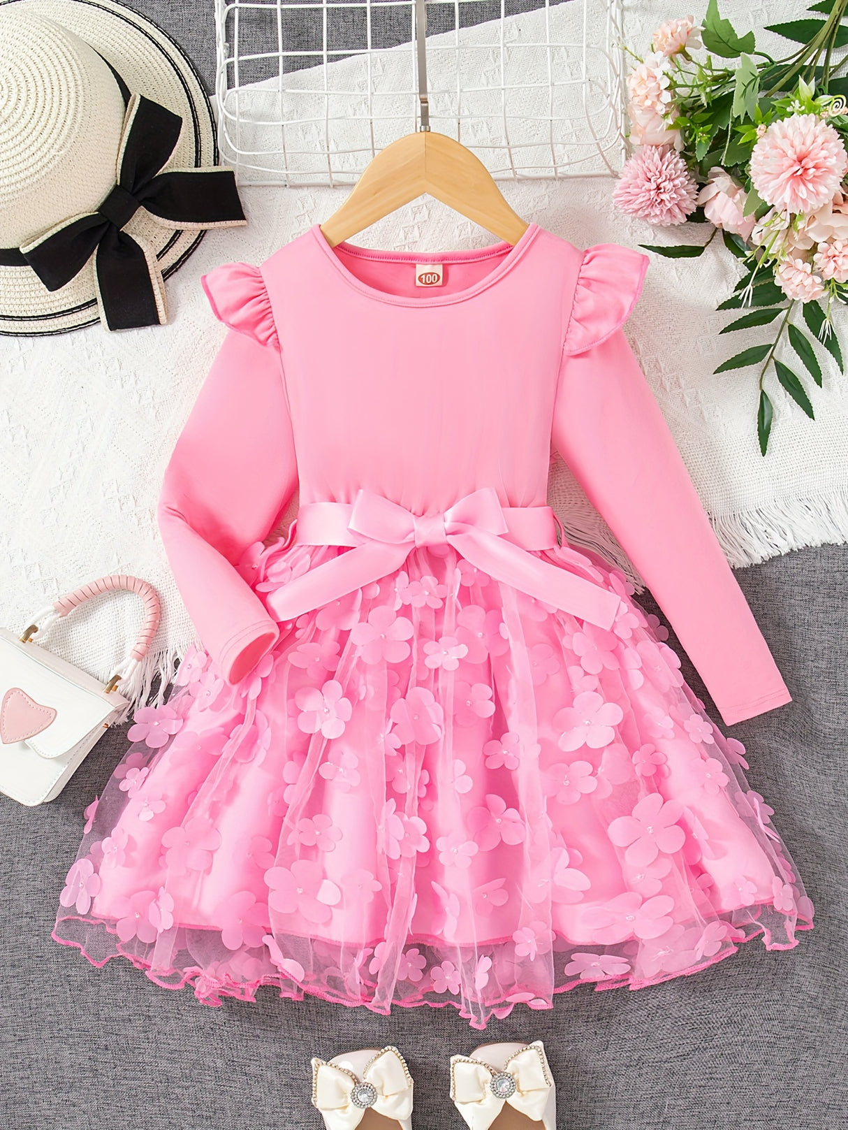 Girls Elegant Princess Tutu Dress Long Sleeves Dresses Kids Clothes For Christmas Gift Party
