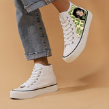 Anime Girl Pattern Lightweight High Top Breathable Canvas Sneakers, Round Toe Flat Classic Lace Up Wear Resistance Skate Shoes, Non Slip Casual Versatile Walking Shoes Running Shoes