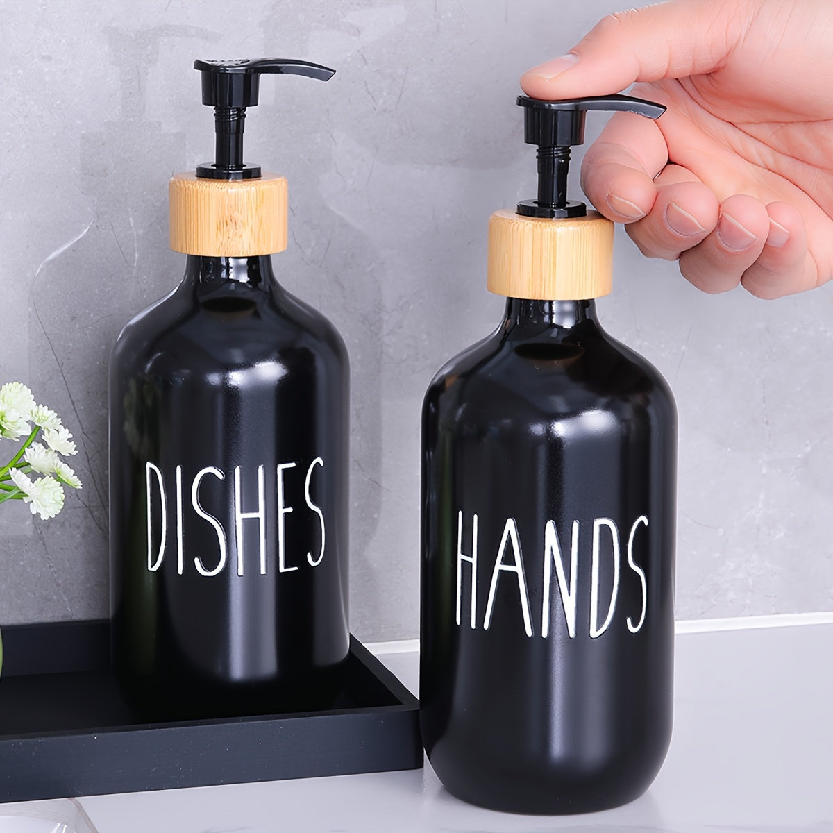 2pcs Soap Dispenser Set, Countertop Lotion Bottle, Bathroom Hand Soap Dispenser, Refillable Empty Bottle For Hand And Dish Soap, Bathroom Accessories, Home Decor