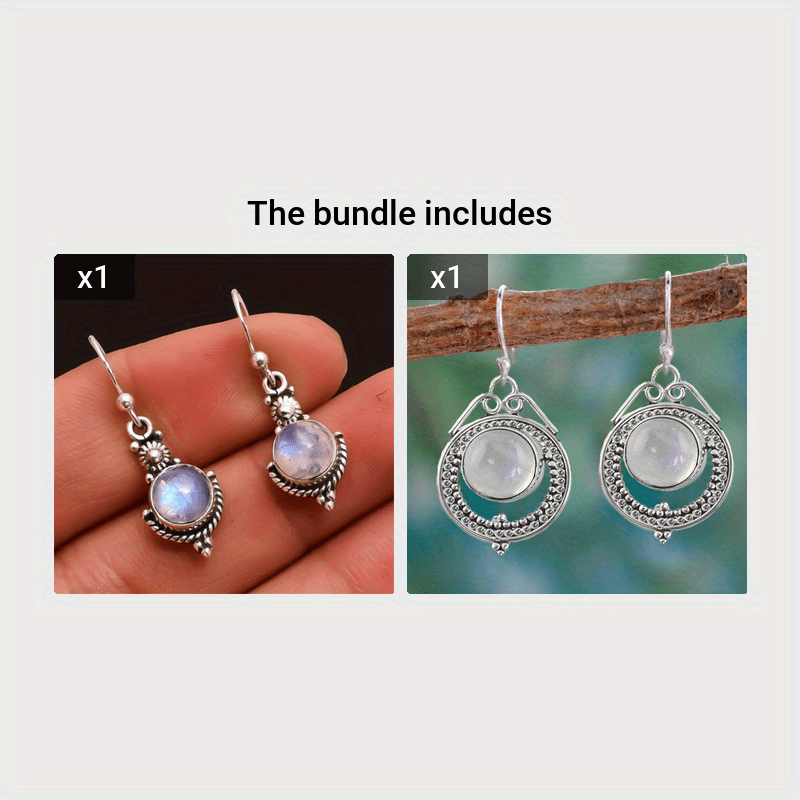[Vintage Moonstone Earrings] Moonstone Vintage Earrings