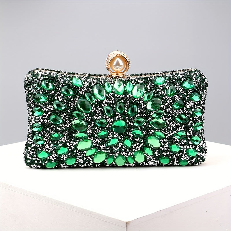 Luxury Evening Clutch Bag, Dual-Sided Multi-Color Fashion Glitter Purse, For Women, Party Wedding Banquet, Versatile Chain Shoulder Bag