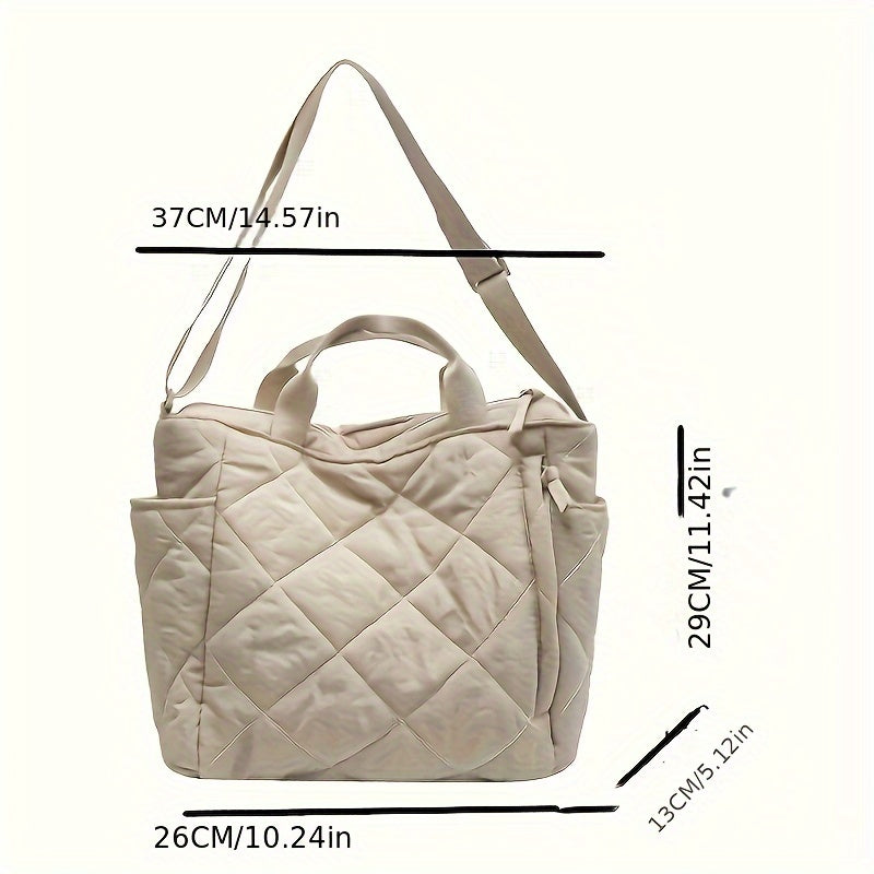 Quilted Puffer Tote Bag, Fashion Solid Color Minimalist Padded Crossbody Shoulder Bag for Women