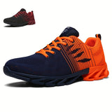 Men's Trendy Knitted Breathable Lightweight Shock-Absorbing Comfy Running Shoes, Spring And Summer