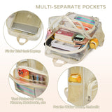 Clear Backpack for Women Men Stadium Events TPU Transparent Travel Backpacks Large Laptop College Bookbags Kids Elementary School Bag for Girls Boys Teens Student Causal Daypack-Beige