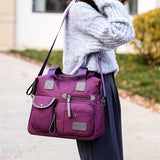 Women Tote Bag With Multi Pockets, Large Capacity Shoulder Bag, Lightweight Nylon Crossbody Bag For Travel