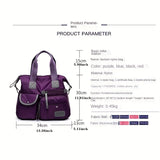Women Tote Bag With Multi Pockets, Large Capacity Shoulder Bag, Lightweight Nylon Crossbody Bag For Travel