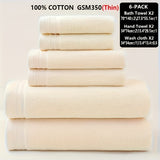 6-Piece Luxury Cotton Towel Set - Ultra-Absorbent, Quick-Drying, Super Soft, and Thickened for Bathroom Essentials - Complete Home Bathroom Supplies with 2 Washcloths, 2 Hand Towels, and 2 Bath Towels