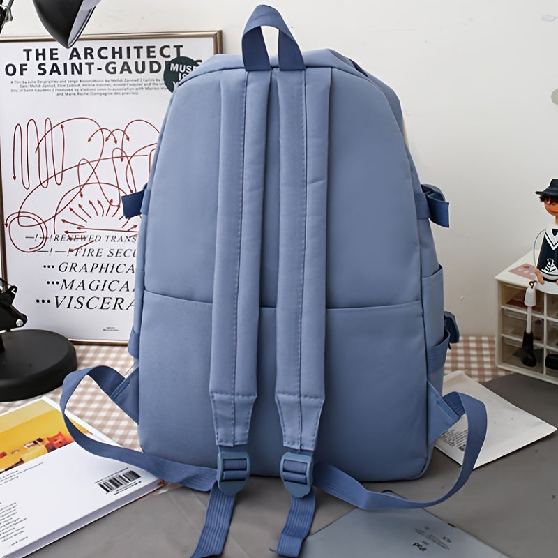New Ins Canvas Large-capacity Backpack, Small Fresh Contrasting Color School Bag