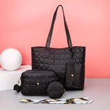 Quilted Detail Tote Bag Set: Classic Shoulder Chain Bag, Crossbody Purse with Scarf Decor