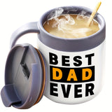 1pc, Gifts For Dad, Dad Mug, Best Dad Ever Mug, Dad Gifts, Insulated Coffee Mug With Handle And Lid, Funny Dad Christmas Birthday Gifts For Husband Men Him, Fathers Gift Day From Wife Son Daughter