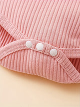 3-piece Baby Girl Autumn Solid Color Pit Stripe Long Sleeve Jumpsuit with Chest Pocket & Adjustable Shoulder Strap - Plaid Skirt & Headband Set - For Girls 0-12 Months - Perfect for Fall Outfits & Photoshoots - Ideal Gift for