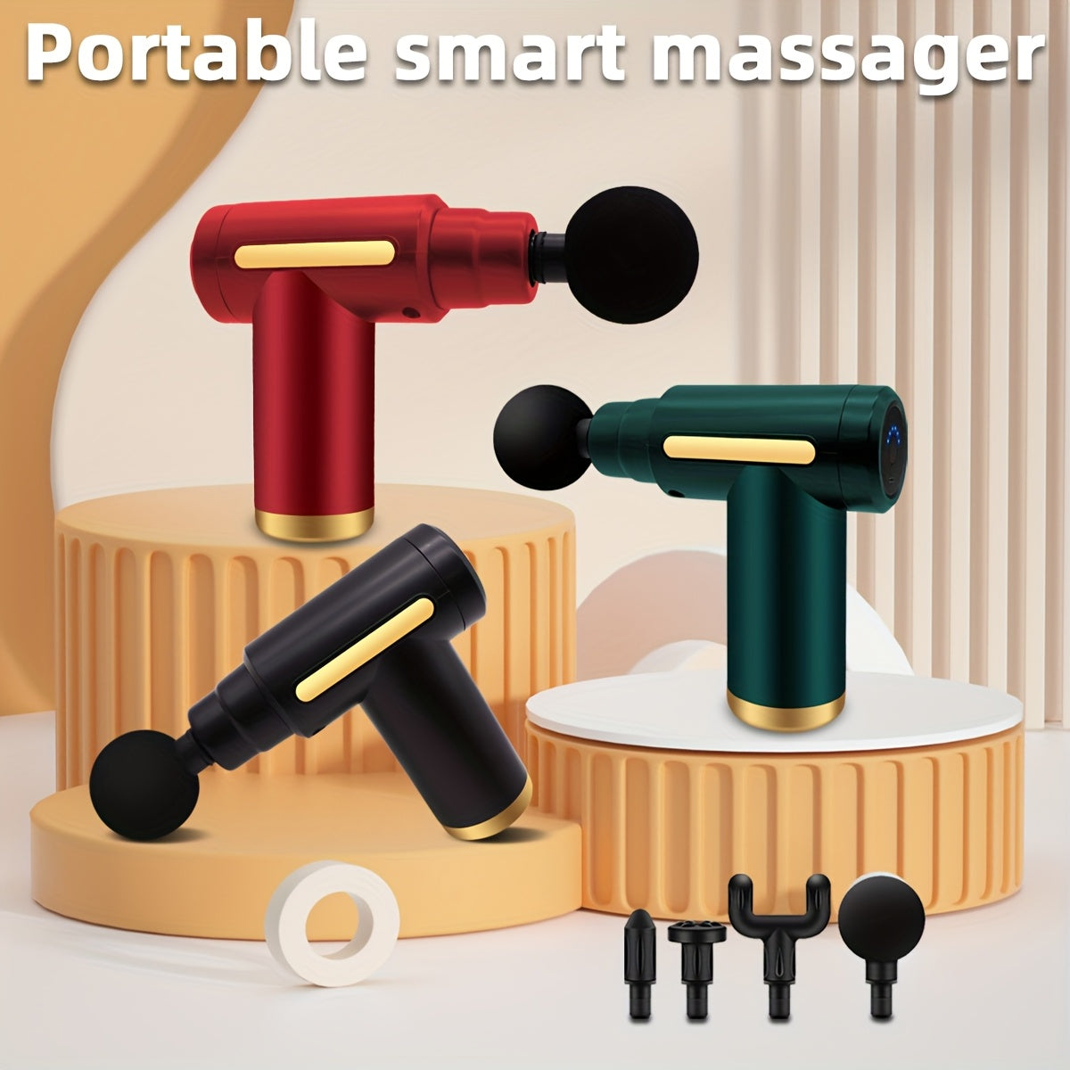 Ultra-long Battery Life, Four Kinds Of Massage Heads Can Be Replaced With Massage Guns MINI Convenient TYPE-C Electric Massager, Six-speed Adjustable Mute Fascia Gun, Multi-function Button Fascia Gun.