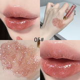 Small Ice Hydrating Plumping Sparkling Lip Honey Lip Glaze Moisturizing Nourishing Water Light Mirror Dewy Lip Golden Fine Flash Pearlescent Galaxy Lip Gloss Tinted Lip Balm Valentine's Day Gifts