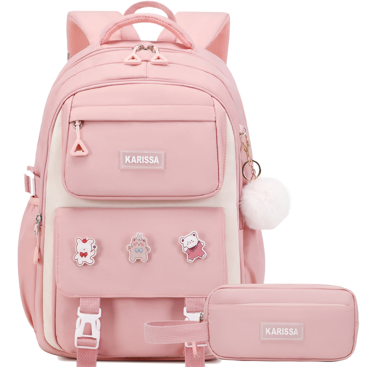 Aesthetic Backpack Set With Pencil Case, 15.6 Inch Laptop School Bag, Cute College Large Bookbag, Anti Theft Travel Daypack