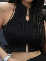Women Stylish Crop Tops, Y2K Sleeveless Patchwork Casual Spring Fall Summer Street Party Tops