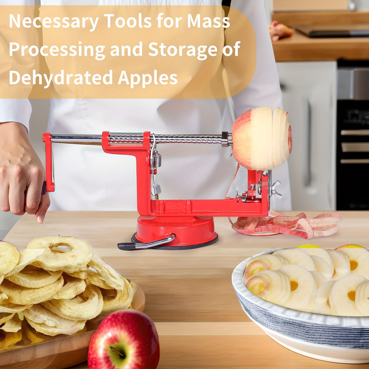1pc, OOKUU Apple Peeler Corer 3 In 1 Apple Peeler Slicer Corer With Powerful Suction Base And Stainless Steel Blades