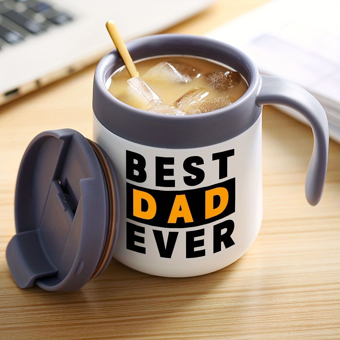 1pc, Gifts For Dad, Dad Mug, Best Dad Ever Mug, Dad Gifts, Insulated Coffee Mug With Handle And Lid, Funny Dad Christmas Birthday Gifts For Husband Men Him, Fathers Gift Day From Wife Son Daughter