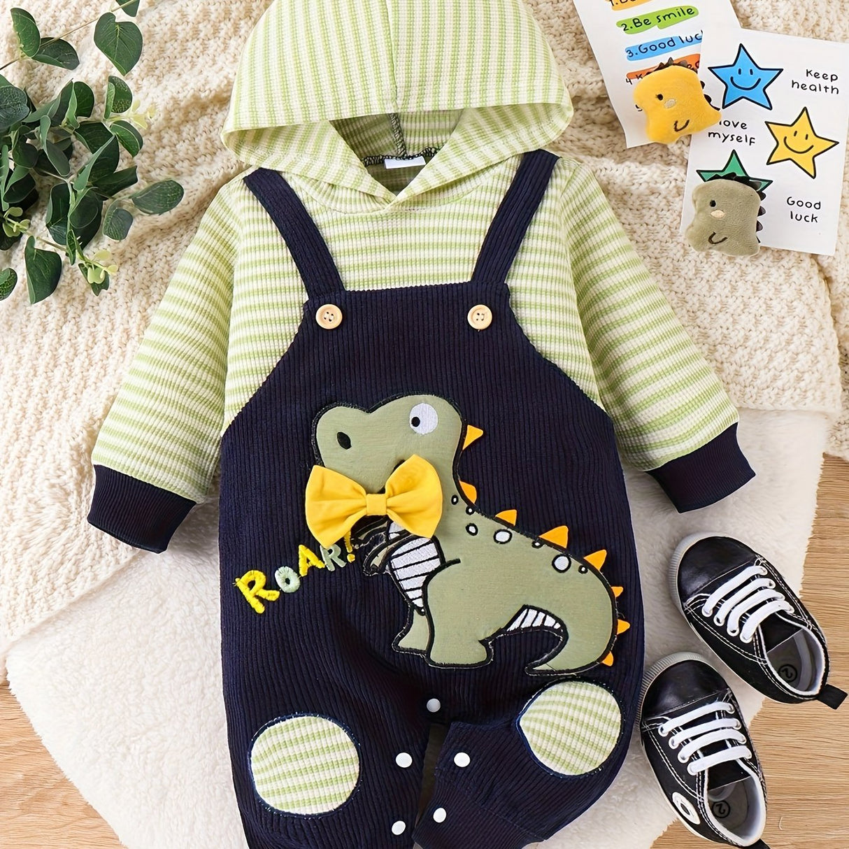 Baby Boy Clothes Newborn Outfits Infant Fall Winter Long Sleeve Cartoon Romper Bodysuit+ Pocket Pants Set 0 Months-18 Months, for Outdoor