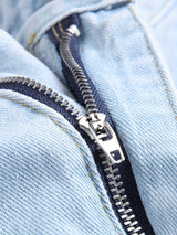 Men'S Slim Fit Letter & Heart Embroidered Ripped Jeans for men