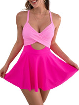 One-piece New Fashion Skirt-style Hot Spring Beach Beach Vacation Swimsuit For Women To Cover The Flesh And Look Slim