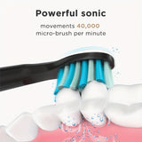 Fairywill Flush Device And Electric Toothbrush Combination with 4 Replacement Brush Heads, 4 Replacement Flush Heads, 2-minute Smart Timer, USB Rechargeable, Oral Care Kit, Tooth Cleaning Tool-perfect Holiday Gift, Black