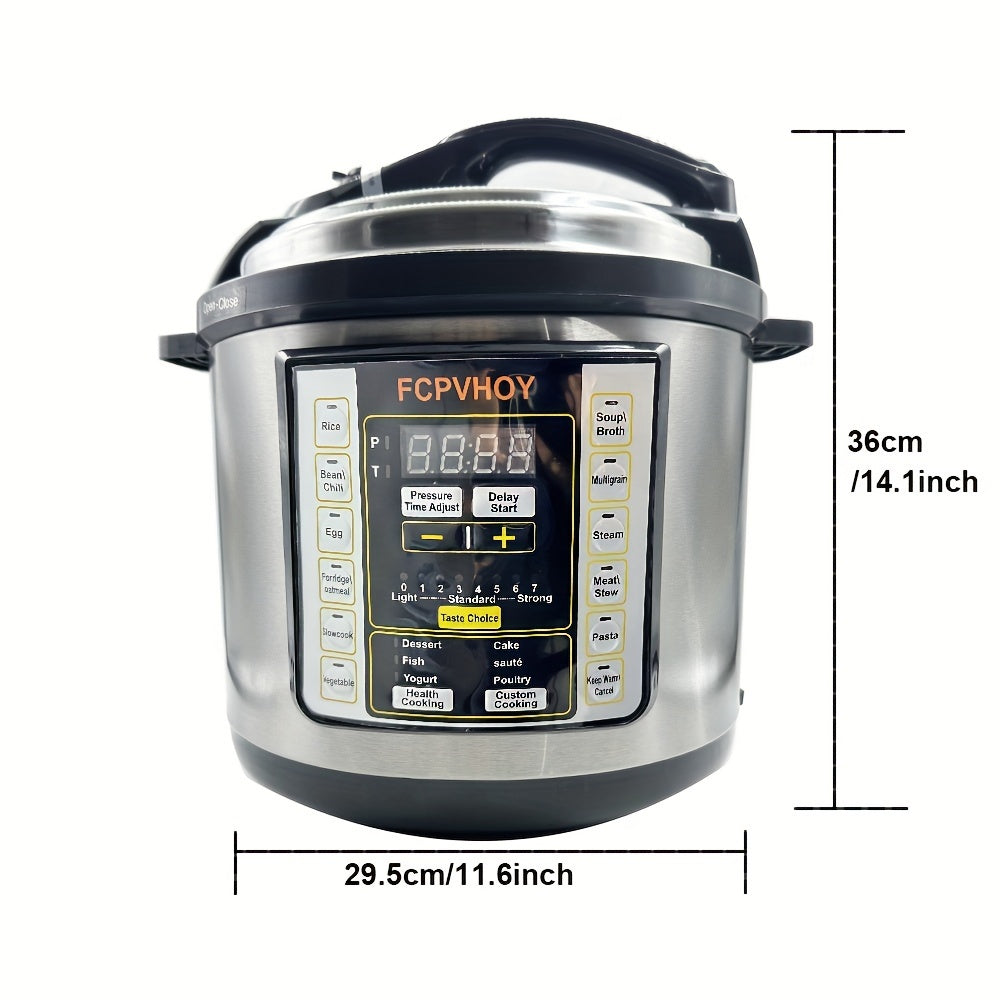 6 qt 11-in-1 Instant Multi Cooker - Electric Pressure Cooker with Advanced Safer Venting Design, Rice Cooker, Soup Maker, Pizza Oven, Fried Meat Stew Cooker, Rice Cake Porridge Slow Cooker, 1000W Stainless Steel with Easy One