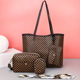 Quilted Detail Tote Bag Set: Classic Shoulder Chain Bag, Crossbody Purse with Scarf Decor