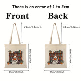 1pc Cute Halloween Ghost Print Tote Bag Women's Bags Spring Summer Canvas Shoulder Bag Shopping Bags