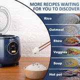 Bear 2 Cups Mini Rice Cooker For White/Brown Rice Quinoa Oatmeal Soup, 40.58oz Portable Non-Stick Small Travel Rice Cooker, BPA Free, One Button To Cook And Keep Warm Function (Navy Blue)